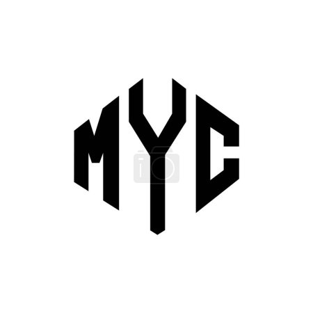 Illustration for MYC letter logo design with polygon shape. MYC polygon and cube shape logo design. MYC hexagon vector logo template white and black colors. MYC monogram, business and real estate logo. - Royalty Free Image