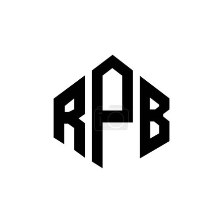 Illustration for RPB letter logo design with polygon shape. RPB polygon and cube shape logo design. RPB hexagon vector logo template white and black colors. RPB monogram, business and real estate logo. - Royalty Free Image