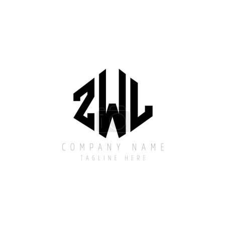 Ilustración de ZWL letter logo design with polygon shape. ZWL polygon and cube shape logo design. ZWL hexagon vector logo template white and black colors. ZWL monogram, business and real estate logo. - Imagen libre de derechos