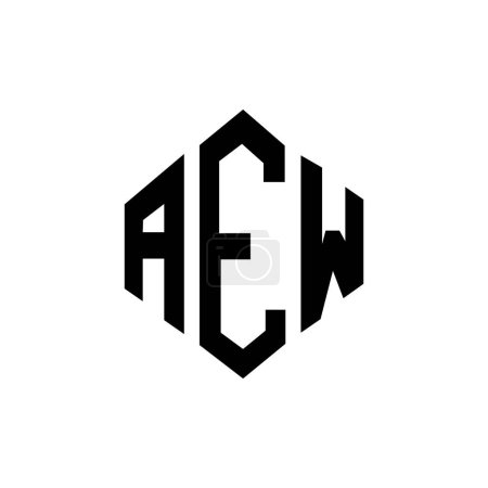Ilustración de AEW letter logo design with polygon shape. AEW polygon and cube shape logo design. AEW hexagon vector logo template white and black colors. AEW monogram, business and real estate logo. - Imagen libre de derechos