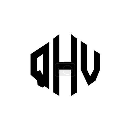 Ilustración de QHV letter logo design with polygon shape. QHV polygon and cube shape logo design. QHV hexagon vector logo template white and black colors. QHV monogram, business and real estate logo. - Imagen libre de derechos