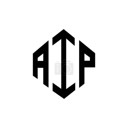Ilustración de AIP letter logo design with polygon shape. AIP polygon and cube shape logo design. AIP hexagon vector logo template white and black colors. AIP monogram, business and real estate logo. - Imagen libre de derechos