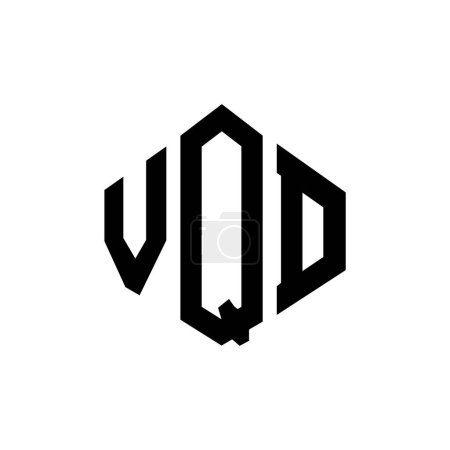 Illustration for VQD letter logo design with polygon shape. VQD polygon and cube shape logo design. VQD hexagon vector logo template white and black colors. VQD monogram, business and real estate logo. - Royalty Free Image