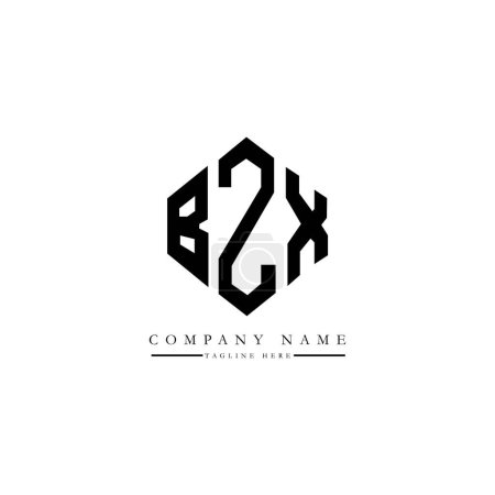 Illustration for BZX letter logo design with polygon shape. BZX polygon and cube shape logo design. BZX hexagon vector logo template white and black colors. BZX monogram, business and real estate logo. - Royalty Free Image