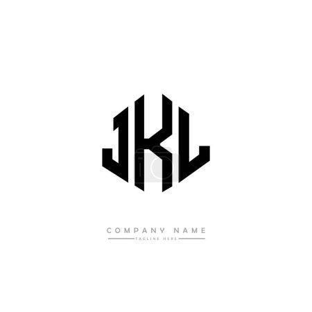 Ilustración de JKL letter logo design with polygon shape. JKL polygon and cube shape logo design. JKL hexagon vector logo template white and black colors. JKL monogram, business and real estate logo. - Imagen libre de derechos