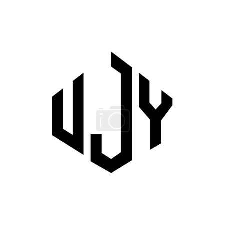 Ilustración de UJY letter logo design with polygon shape. UJY polygon and cube shape logo design. UJY hexagon vector logo template white and black colors. UJY monogram, business and real estate logo. - Imagen libre de derechos