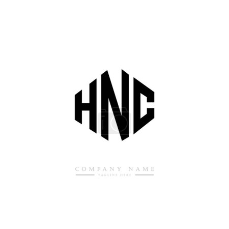 Illustration for HNC letter logo design with polygon shape. HNC polygon and cube shape logo design. HNC hexagon vector logo template white and black colors. HNC monogram, business and real estate logo. - Royalty Free Image