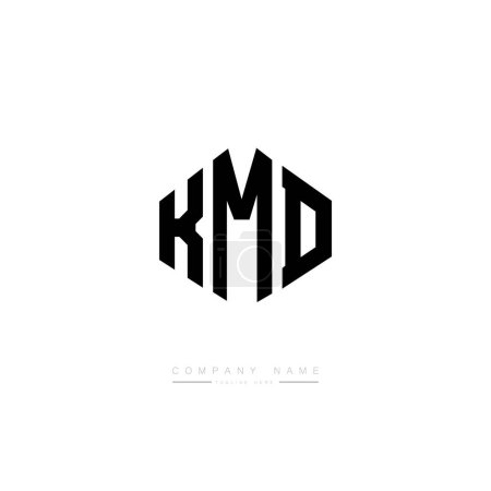 Ilustración de Diseño del logotipo de la letra KMD con forma de polígono. Diseño del logotipo en forma de cubo. Plantilla de logotipo de vector hexágono colores blanco y negro. Logotipo del monograma, del negocio y de bienes raíces. - Imagen libre de derechos