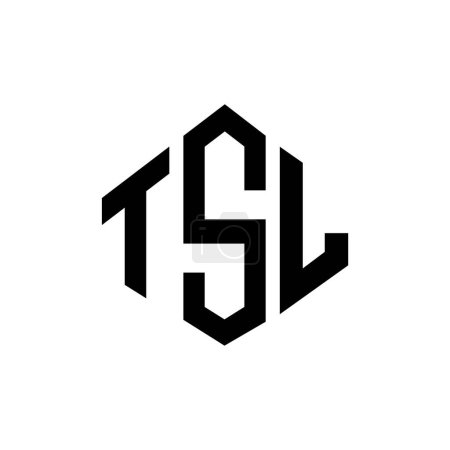 Illustration for TSL letter logo design with polygon shape. TSL polygon and cube shape logo design. TSL hexagon vector logo template white and black colors. TSL monogram, business and real estate logo. - Royalty Free Image