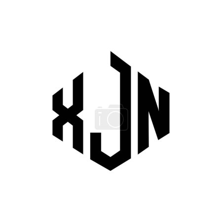 Téléchargez les illustrations : Logo de la lettre XJN avec forme polygonale. Conception de logo en forme de cube. Modèle de logo vectoriel hexagone couleurs blanches et noires. Logo monogramme, affaires et immobilier. - en licence libre de droit