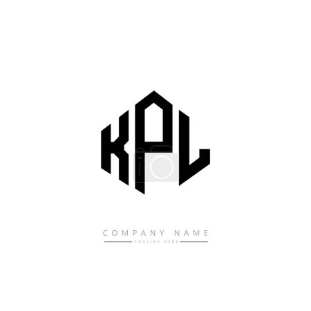 Illustration for KPL letter logo design with polygon shape. Cube shape logo design. Hexagon vector logo template white and black colors. Monogram, business and real estate logo. - Royalty Free Image