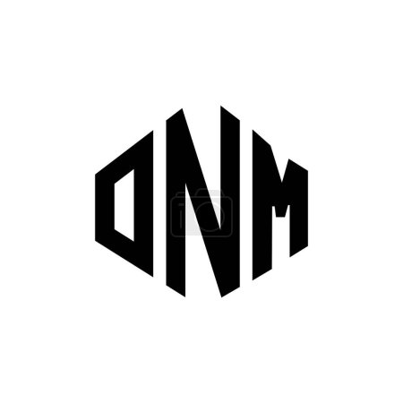 Illustration for ONM letter logo design with polygon shape. ONM polygon and cube shape logo design. ONM hexagon vector logo template white and black colors. ONM monogram, business and real estate logo. - Royalty Free Image