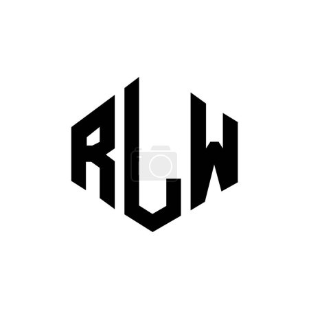 Ilustración de RLW letter logo design with polygon shape. RLW polygon and cube shape logo design. RLW hexagon vector logo template white and black colors. RLW monogram, business and real estate logo. - Imagen libre de derechos