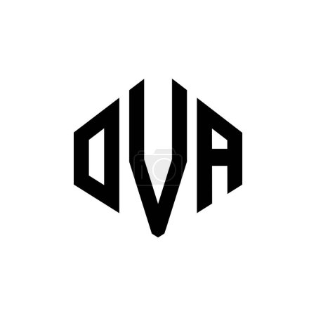 Ilustración de OVA letter logo design with polygon shape. OVA polygon and cube shape logo design. OVA hexagon vector logo template white and black colors. OVA monogram, business and real estate logo. - Imagen libre de derechos