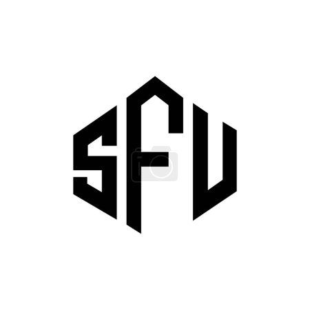 Ilustración de SFU letter logo design with polygon shape. SFU polygon and cube shape logo design. SFU hexagon vector logo template white and black colors. SFU monogram, business and real estate logo. - Imagen libre de derechos