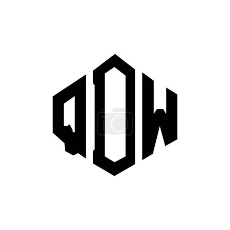 Illustration for QDW letter logo design with polygon shape. QDW polygon and cube shape logo design. QDW hexagon vector logo template white and black colors. QDW monogram, business and real estate logo. - Royalty Free Image