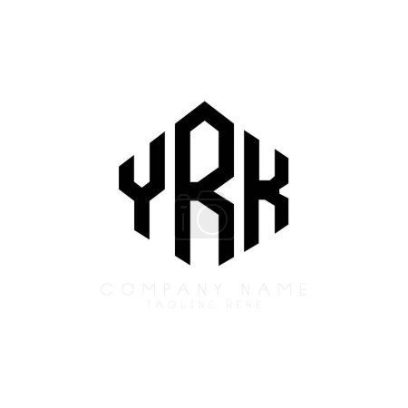 Illustration for YRK letter logo design with polygon shape. YRK polygon and cube shape logo design. YRK hexagon vector logo template white and black colors. YRK monogram, business and real estate logo. - Royalty Free Image
