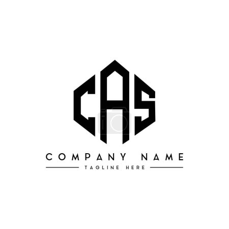 Illustration for CAS letter logo design with polygon shape. CAS polygon and cube shape logo design. CAS hexagon vector logo template white and black colors. CAS monogram, business and real estate logo. - Royalty Free Image
