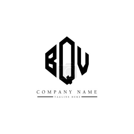 Téléchargez les illustrations : BQV lettre logo design avec forme de polygone. BQV polygone et forme de cube logo design. Modèle de logo vectoriel hexagonal BQV blanc et noir. Monogramme BQV, logo commercial et immobilier. - en licence libre de droit