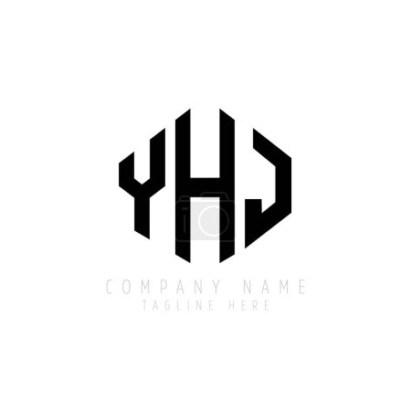 Téléchargez les illustrations : YHJ letter logo design with polygon shape. YHJ polygon and cube shape logo design. YHJ hexagon vector logo template white and black colors. YHJ monogram, business and real estate logo. - en licence libre de droit