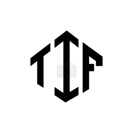 Ilustración de TIF letter logo design with polygon shape. TIF polygon and cube shape logo design. TIF hexagon vector logo template white and black colors. TIF monogram, business and real estate logo. - Imagen libre de derechos