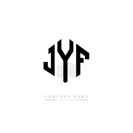 Illustration for JYF letter logo design with polygon shape. JYF polygon and cube shape logo design. JYF hexagon vector logo template white and black colors. JYF monogram, business and real estate logo. - Royalty Free Image