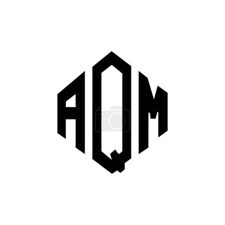 Ilustración de Diseño del logotipo de la letra AQM con forma de polígono. Diseño de logotipo en forma de polígono y cubo AQM. Plantilla de logotipo de vector hexágono AQM colores blanco y negro. Monograma AQM, logotipo de negocios e inmuebles. - Imagen libre de derechos