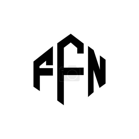 Illustration for FFN letter logo design with polygon shape. FFN polygon and cube shape logo design. FFN hexagon vector logo template white and black colors. FFN monogram, business and real estate logo. - Royalty Free Image
