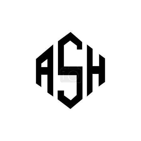 Ilustración de ASH letter logo design with polygon shape. ASH polygon and cube shape logo design. ASH hexagon vector logo template white and black colors. ASH monogram, business and real estate logo. - Imagen libre de derechos
