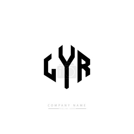 Illustration for LYR letter logo design with polygon shape. Cube shape logo design. Hexagon vector logo template white and black colors. Monogram, business and real estate logo. - Royalty Free Image