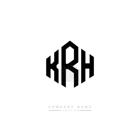 Illustration for KRH letter logo design with polygon shape. Cube shape logo design. Hexagon vector logo template white and black colors. Monogram, business and real estate logo. - Royalty Free Image