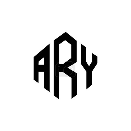 Illustration for ARY letter logo design with polygon shape. ARY polygon and cube shape logo design. ARY hexagon vector logo template white and black colors. ARY monogram, business and real estate logo. - Royalty Free Image