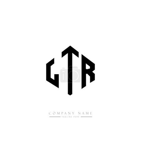 Illustration for LTR letter logo design with polygon shape. Cube shape logo design. Hexagon vector logo template white and black colors. Monogram, business and real estate logo. - Royalty Free Image