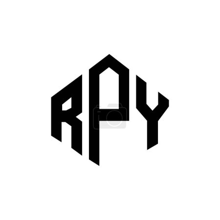 Illustration for RPY letter logo design with polygon shape. RPY polygon and cube shape logo design. RPY hexagon vector logo template white and black colors. RPY monogram, business and real estate logo. - Royalty Free Image