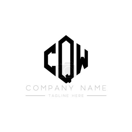 Illustration for CQW letter logo design with polygon shape. CQW polygon and cube shape logo design. CQW hexagon vector logo template white and black colors. CQW monogram, business and real estate logo. - Royalty Free Image