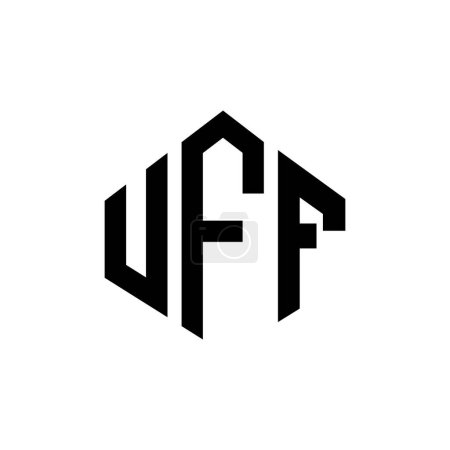 Ilustración de UFF letter logo design with polygon shape. UFF polygon and cube shape logo design. UFF hexagon vector logo template white and black colors. UFF monogram, business and real estate logo. - Imagen libre de derechos