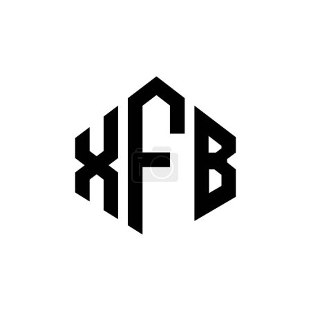 Illustration for XFB letter logo design with polygon shape. XFB polygon and cube shape logo design. XFB hexagon vector logo template white and black colors. XFB monogram, business and real estate logo. - Royalty Free Image