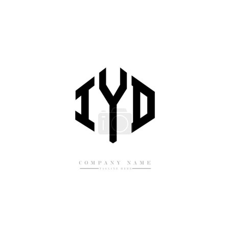 Illustration for IYD letter logo design with polygon shape. Cube shape logo design. Hexagon vector logo template white and black colors. Monogram, business and real estate logo. - Royalty Free Image