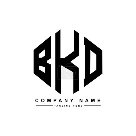 Illustration for BKD letter logo design with polygon shape. BKD polygon and cube shape logo design. BKD hexagon vector logo template white and black colors. BKD monogram, business and real estate logo. - Royalty Free Image