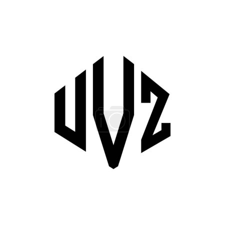 Illustration for UVZ letter logo design with polygon shape. UVZ polygon and cube shape logo design. UVZ hexagon vector logo template white and black colors. UVZ monogram, business and real estate logo. - Royalty Free Image
