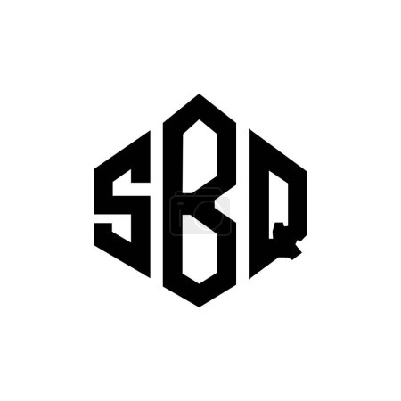 Ilustración de SBQ letter logo design with polygon shape. SBQ polygon and cube shape logo design. SBQ hexagon vector logo template white and black colors. SBQ monogram, business and real estate logo. - Imagen libre de derechos