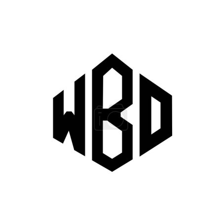 Téléchargez les illustrations : WBO letter logo design with polygon shape. WBO polygon and cube shape logo design. WBO hexagon vector logo template white and black colors. WBO monogram, business and real estate logo. - en licence libre de droit
