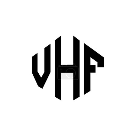 Illustration for VHF letter logo design with polygon shape. VHF polygon and cube shape logo design. VHF hexagon vector logo template white and black colors. VHF monogram, business and real estate logo. - Royalty Free Image