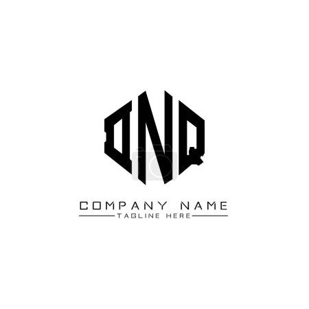 Illustration for DNQ letter logo design with polygon shape. DNQ polygon and cube shape logo design. DNQ hexagon vector logo template white and black colors. DNQ monogram, business and real estate logo. - Royalty Free Image