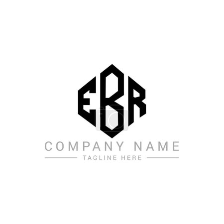 Illustration for EBR letter logo design with polygon shape. EBR polygon and cube shape logo design. EBR hexagon vector logo template white and black colors. EBR monogram, business and real estate logo. - Royalty Free Image