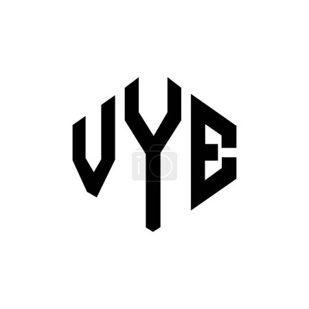 Illustration for VYE letter logo design with polygon shape. VYE polygon and cube shape logo design. VYE hexagon vector logo template white and black colors. VYE monogram, business and real estate logo. - Royalty Free Image