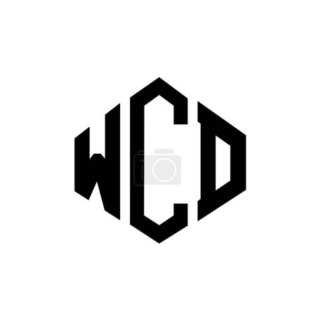 Illustration for WCD letter logo design with polygon shape. WCD polygon and cube shape logo design. WCD hexagon vector logo template white and black colors. WCD monogram, business and real estate logo. - Royalty Free Image