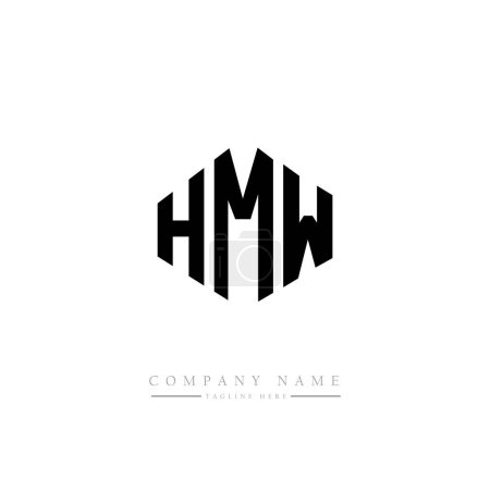 Illustration for HMW letter logo design with polygon shape. HMW polygon and cube shape logo design. HMW hexagon vector logo template white and black colors. HMW monogram, business and real estate logo. - Royalty Free Image