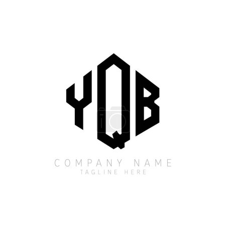 Ilustración de YQB letter logo design with polygon shape. YQB polygon and cube shape logo design. YQB hexagon vector logo template white and black colors. YQB monogram, business and real estate logo. - Imagen libre de derechos