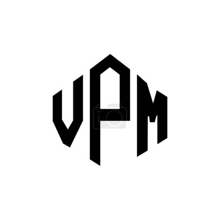 Téléchargez les illustrations : VPM lettre logo design avec forme de polygone. Conception de logo en forme de cube et polygone VPM. Modèle de logo vectoriel hexagonal VPM blanc et noir. Monogramme VPM, logo commercial et immobilier. - en licence libre de droit